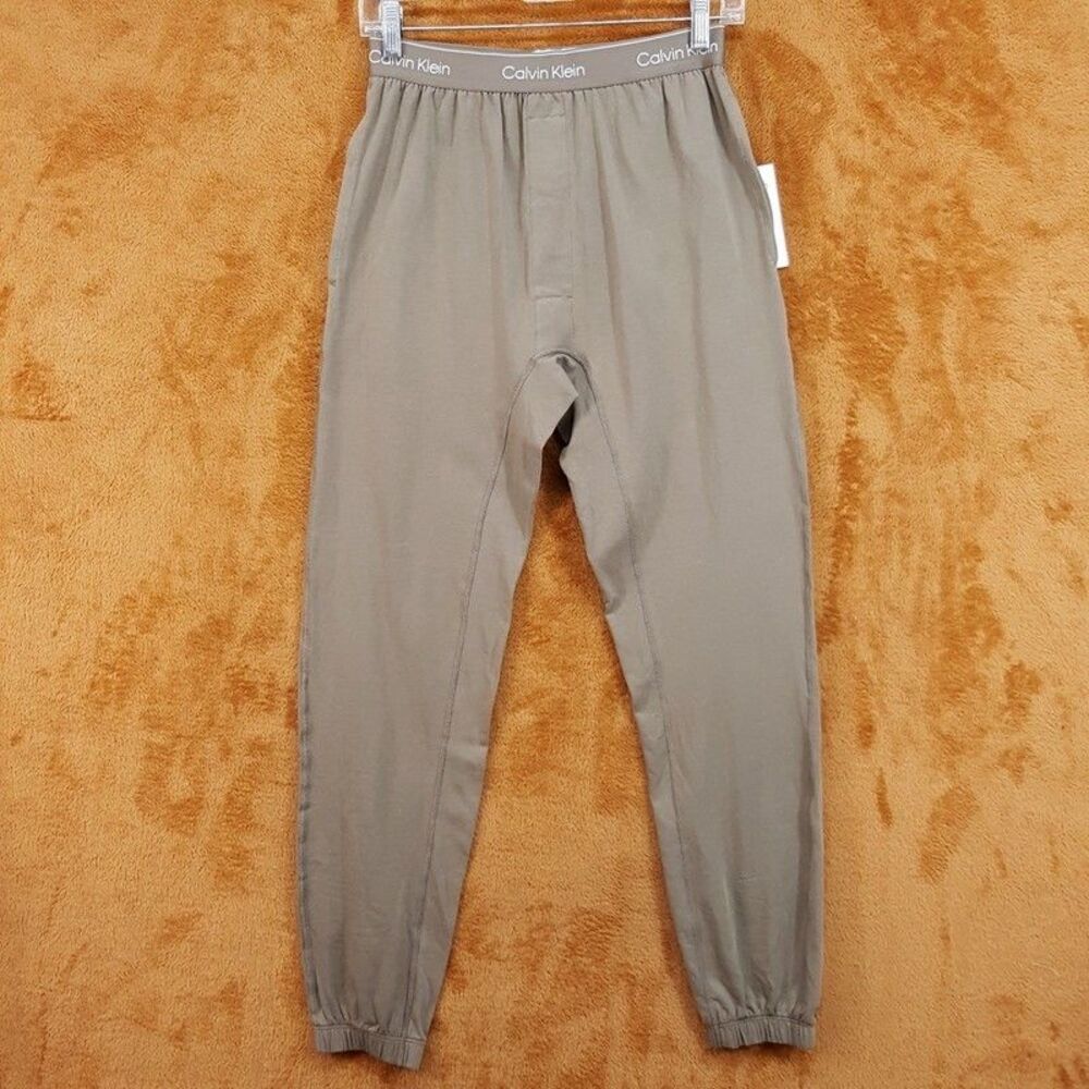 CALVIN KLEIN Pajama Pants Mens Small Tan Logo Sleep Comfort Lounge PJs